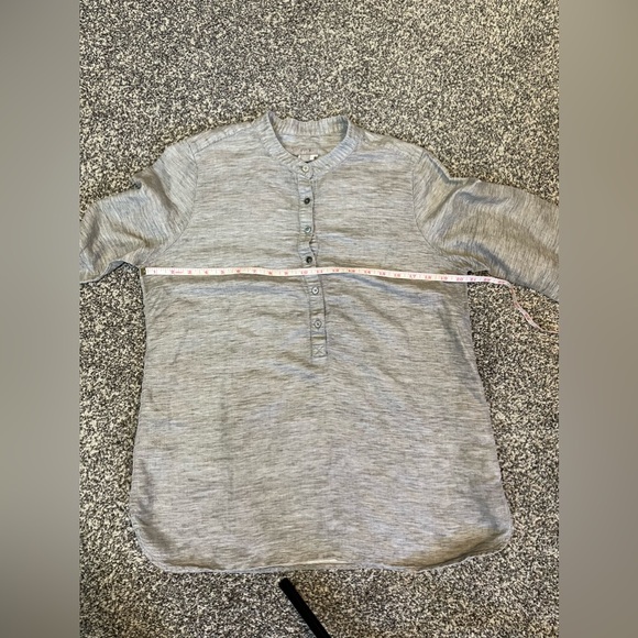 J Jill Womens Med Popover Tunic Shirt Gray Heather L-Sleeve Tencel Linen - Picture 8 of 9